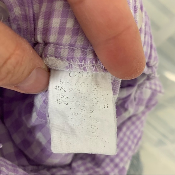 Vintage Baby Ruffle Bottom Romper Purple Gingham Sunsuit Floral Bon Jour - Picture 11 of 14